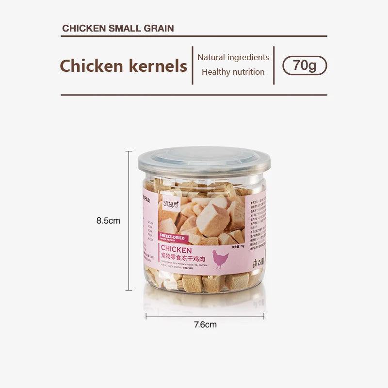 Pet snacks canned freeze-dried chicken, duck, beef, three texts cod quail eggs, yellow eggs, cats and dogs freeze-dried.