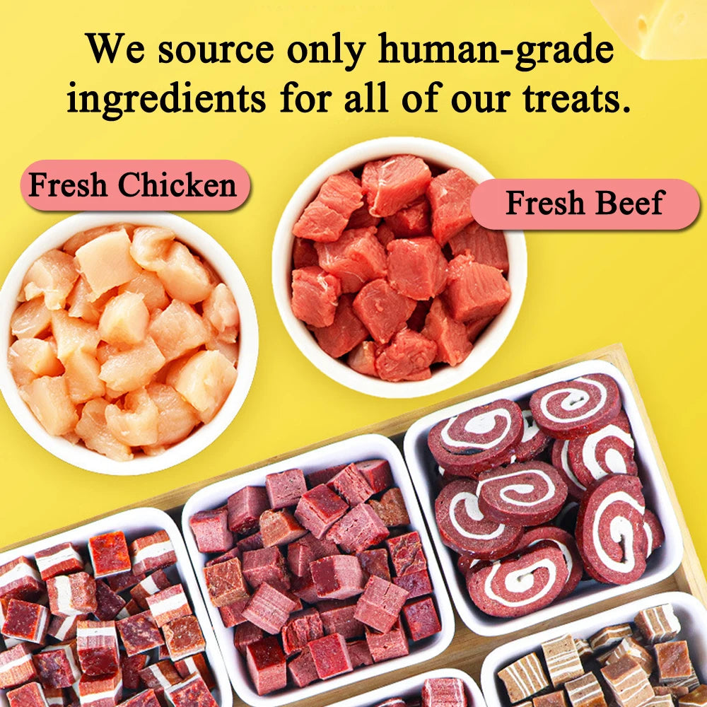 Diced Beef Dog Treats for Small, Medium, & Large Dog - Healthy, Easily Digestible, Soft, Chewy Morsels