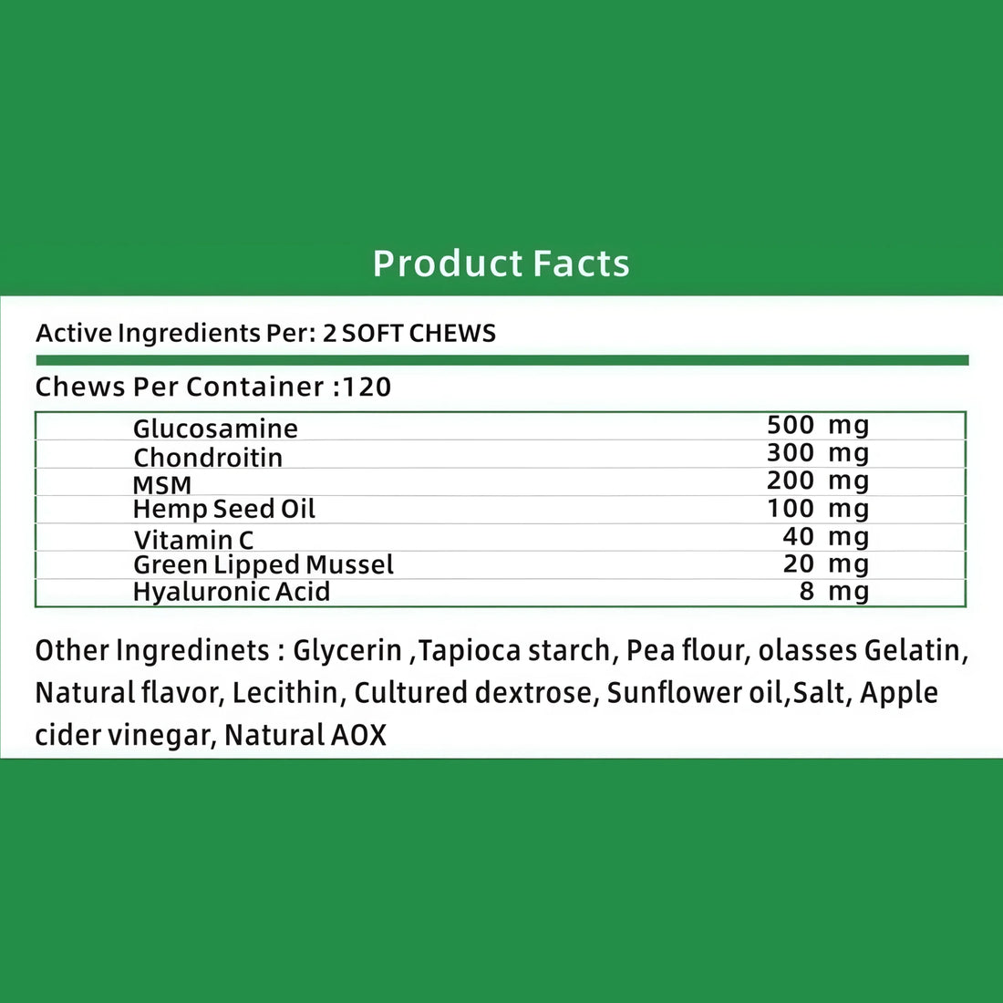 【120 Chews】Hip&Joint Chondroitin Chewable Tablets for Dogs - Calcium Supplementation/Cartilage Repair/Pain Relief/