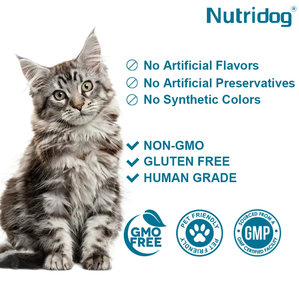 NUTRIDOG Cat Calming Chews Promote Cats Relaxation Moods Calmer Relieve Stress Effects Maintain Emotional Balance 100 PCS/Bottle
